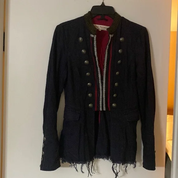 Womens Free People Frayed Military Jacket - Main Image